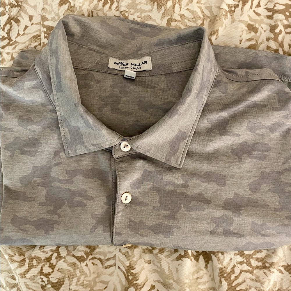 Peter Millar Gray Camouflage Men's Polo
